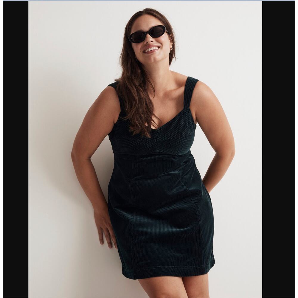 Madewell Corduroy Sweetheart Mini Dress – Ancient Forest – Size 16 – NWT